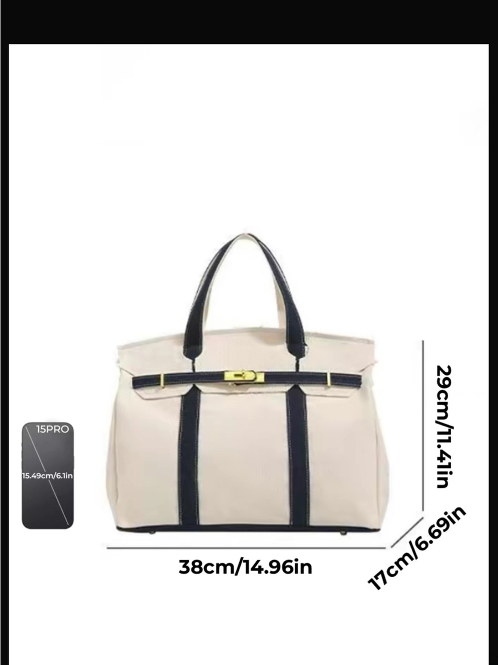 Boatkin Classic Canvas Bag with Gold Hardware - Picture 2 of 2